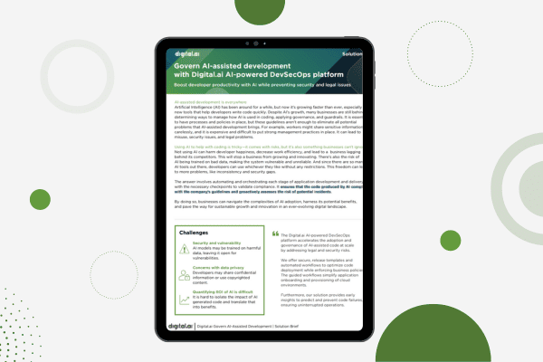Govern AI-assisted development with Digital.ai AI-powered DevSecOps platform